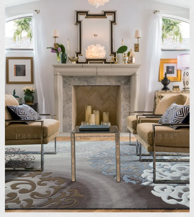 Шерстяной коврик ручной работы с объемным рисунком большого размера светильник