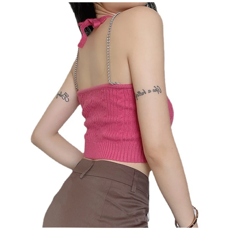 

Women Sweater Vest Sweater Knitted Sweater Bezrekawnik Damski Sueteres Vest Top Striped Sweater Knitted Top Pink Sweater