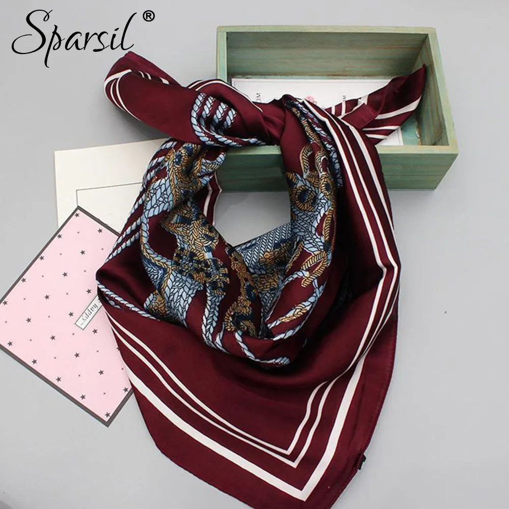 Шарф Sparsil Женский из сатина шелка квадратный многофункциональный универсальный