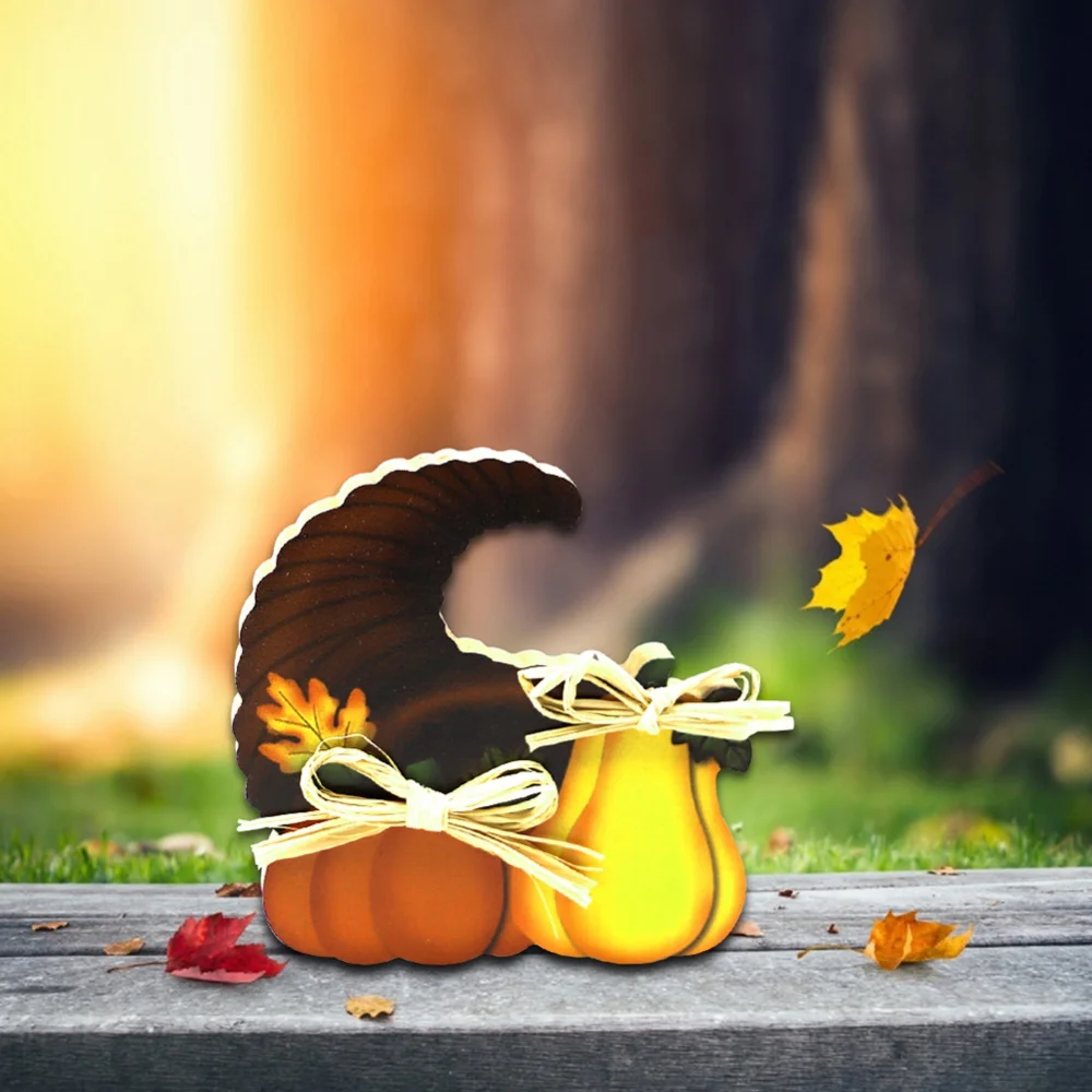 

Thanksgiving Wooden Ornaments Harvest Festival Pumpkin Turkey Party Scene Layout Home Decoration Crafts 3 Style New Year Gifts