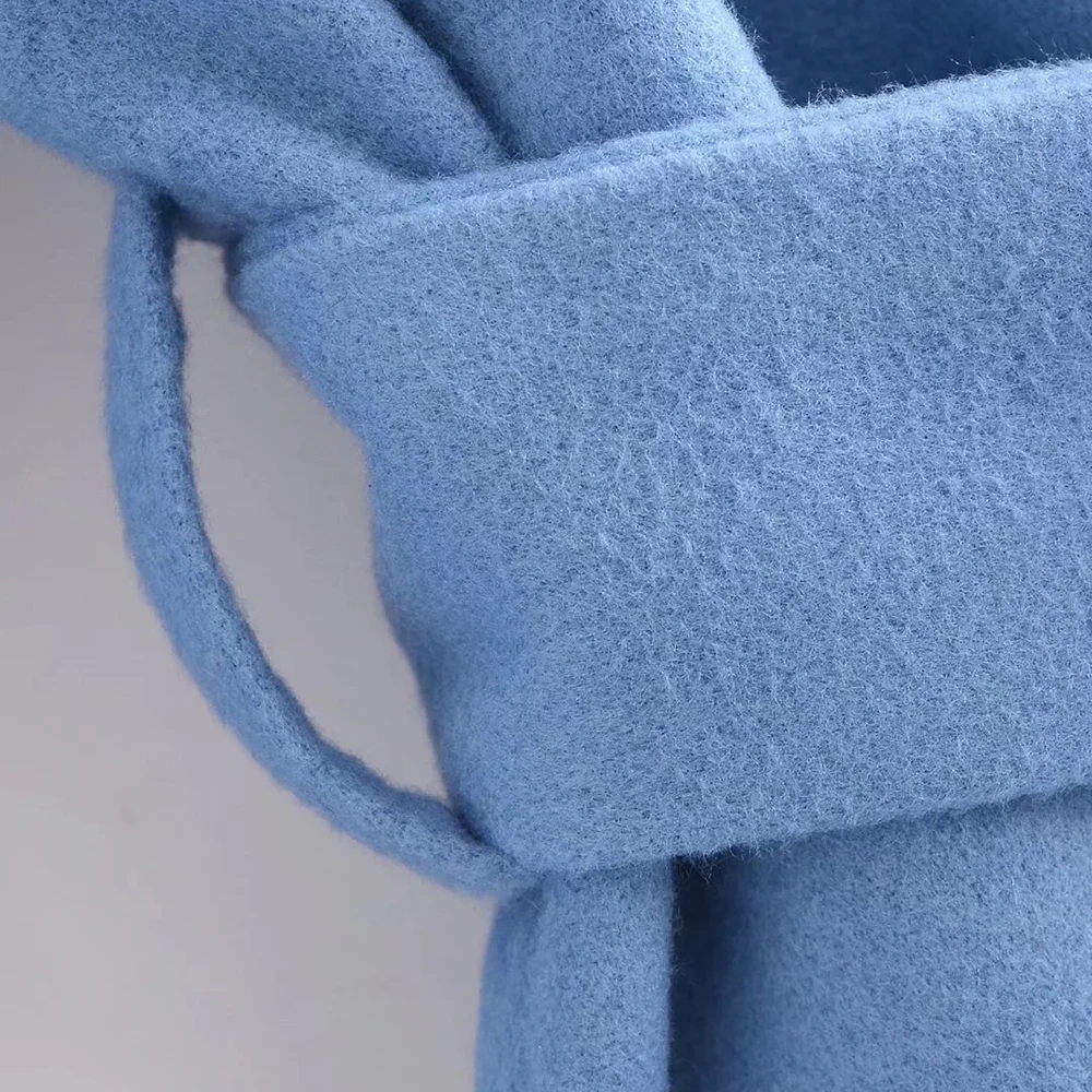 Осень 2021 женские винтажные Свободные шерстяные длинные пальто xikom с V-образным