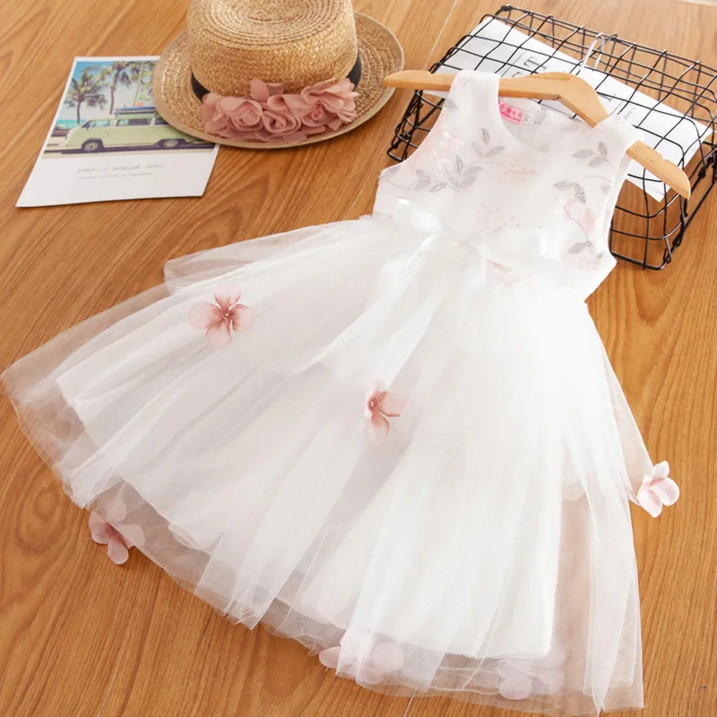 Style 1 White Милое Платье с цветочной вышивкой для девочек летнее праздничное бальное платье с аппликацией для маленьких девочек, повседневная одежда для маленьких детей размер на 2, 4, 6 лет - Цвет: Style 1 White