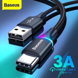 Кабель Baseus USB Type-C со светодиодной подсветкой, для быстрой зарядки и передачи данных, 3 м