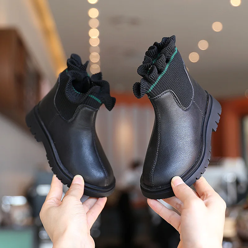 Детские ботинки из мягкой кожи с плюшевой подкладкой на осень/зиму