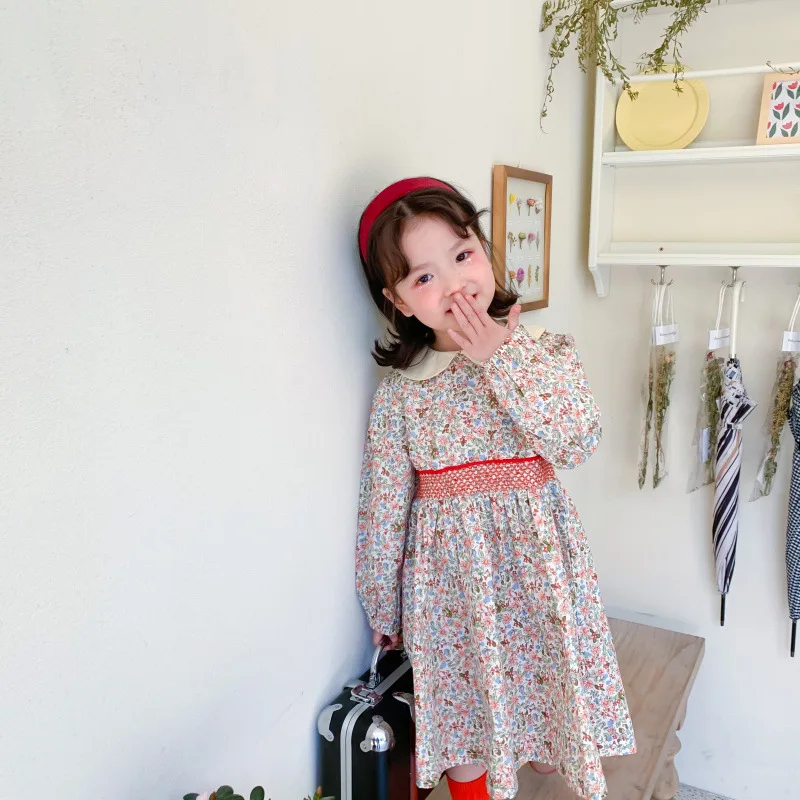 

Keelorn Girls Casual Dress 2021 Korean Fashion Baby Girl Floral Princess Vestidos Cute Spring Autumn Children Cotton Clothing