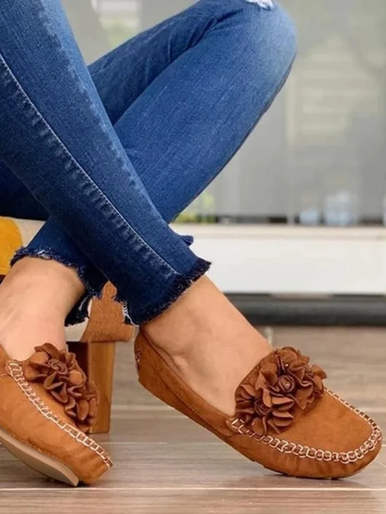 Women Shoes 2020 Handmade Ethnic Women Flats Leather Shoes Flat Flower Moccasins Soft Bottom Loafers Slip on Ladies Shoes Loafer