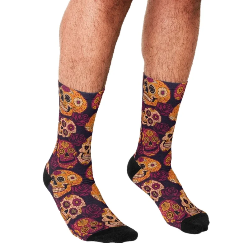 

Funny Socks Men harajuku Autumn Sugar Skull Pattern Printed Happy hip hop Men Socks Novelty Skateboard Crew Casual Crazy Socks