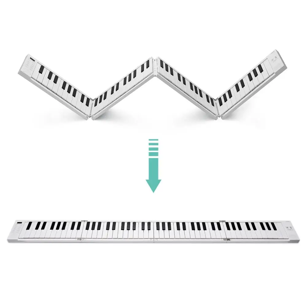 88 Keys Foldable Electronic Piano Portable Piano Keyboard 128 Tones Rhythm 30 Demo Songs Built-in Battery & Sustain Pedal