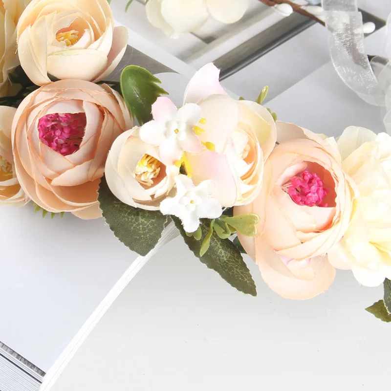 

Boho Ladies Bridal Headdress flower crown headband Festival Wedding Garland Hair Head Band Beach Party Girl Crown Wedding Wreath