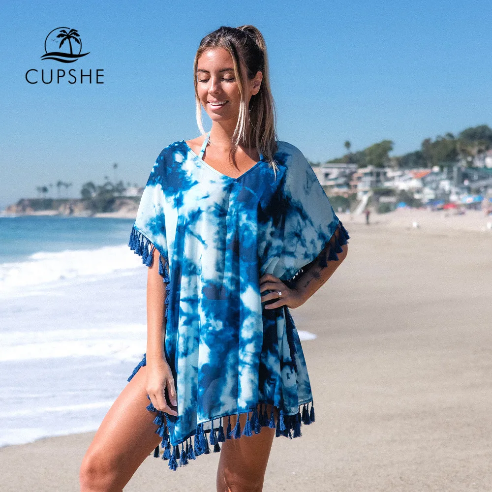 CUPSHE 3 шт. в упаковке купальник-бикини с галстуком-краской и накидка комплекты для