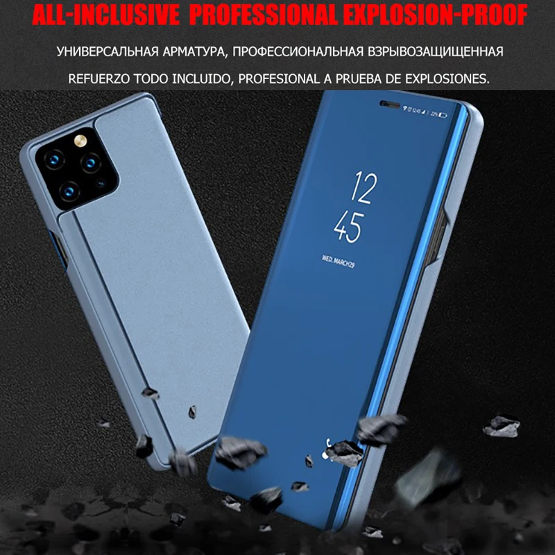 Alxun For Apple iPhone 11 Pro Max Case Coque Luxury Mirror Flip Leather Stand Smart View Back Cover | Мобильные телефоны и