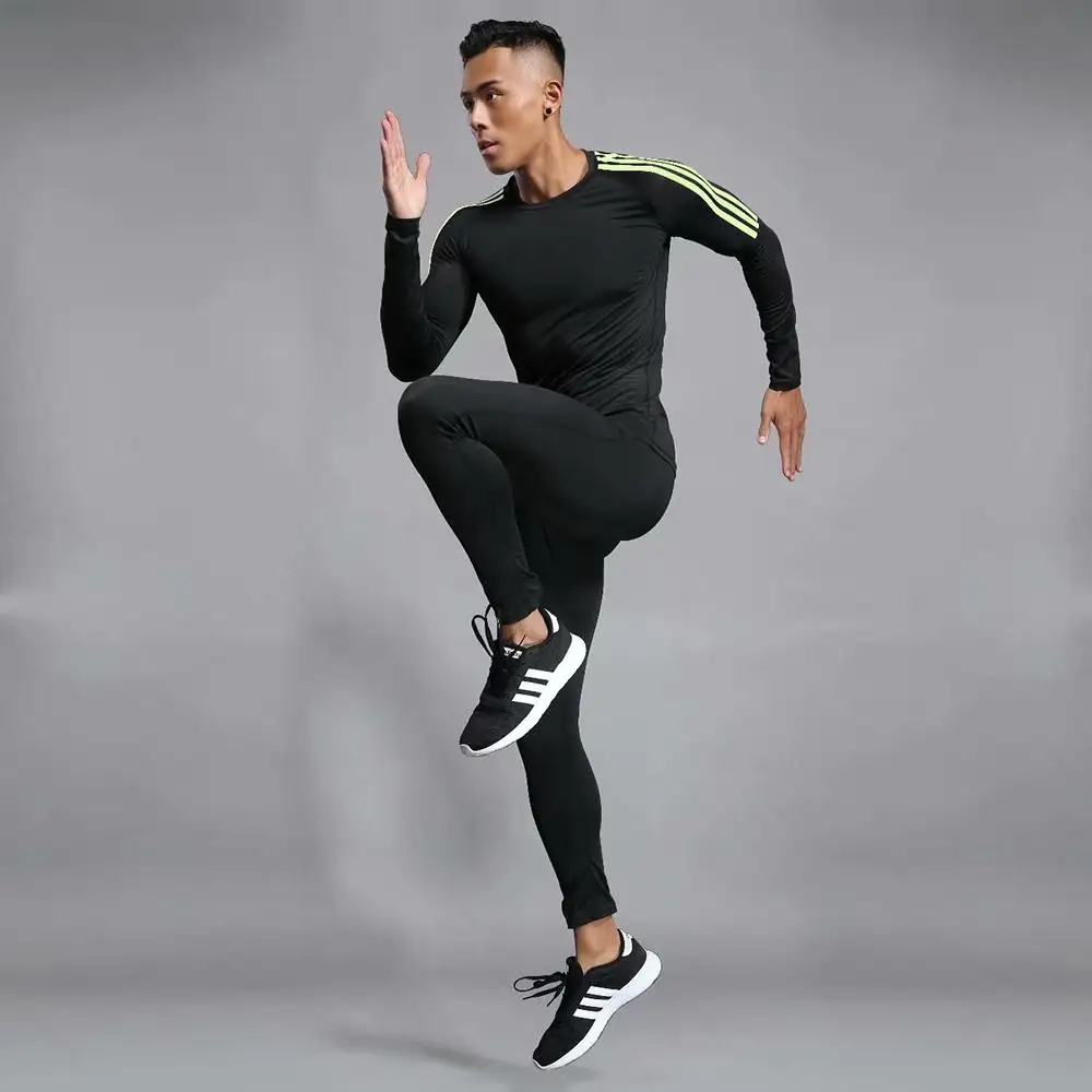Мужская компрессионная майка с длинным рукавом футболка для фитнеса штаны бега