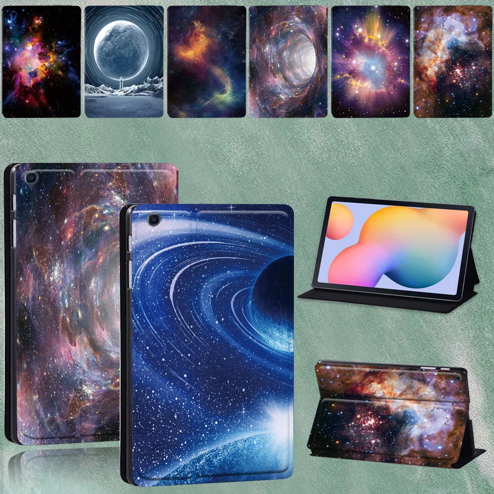 

For Samsung Galaxy Tab S6 Lite 10.4'' 2020 P610 P615 Starry Sky Series Pattern Tablet Stand Heavy Duty Protective Case+pen