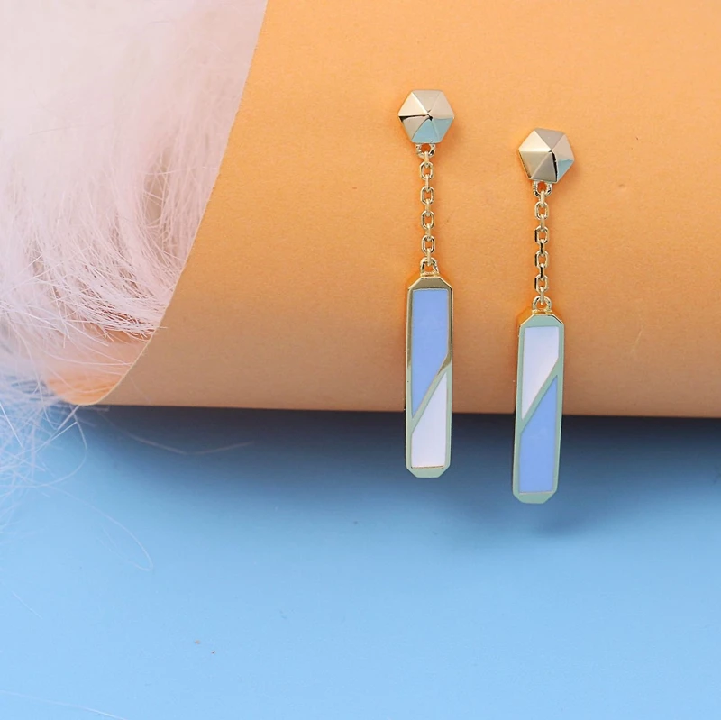 

Geometric element earrings, enamel color, fresh and fashionable, all-match commuter style trend, 925 sterling silver HM012