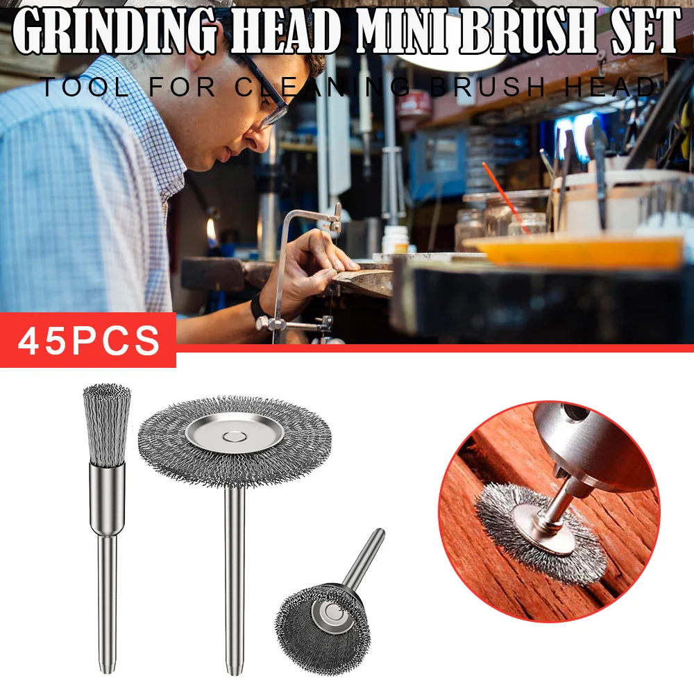 

45 шт проволочный набор кистей для Проволока из нержавеющей стали колеса набор кистей для шлифовальный станок вращающийся для полировки для...