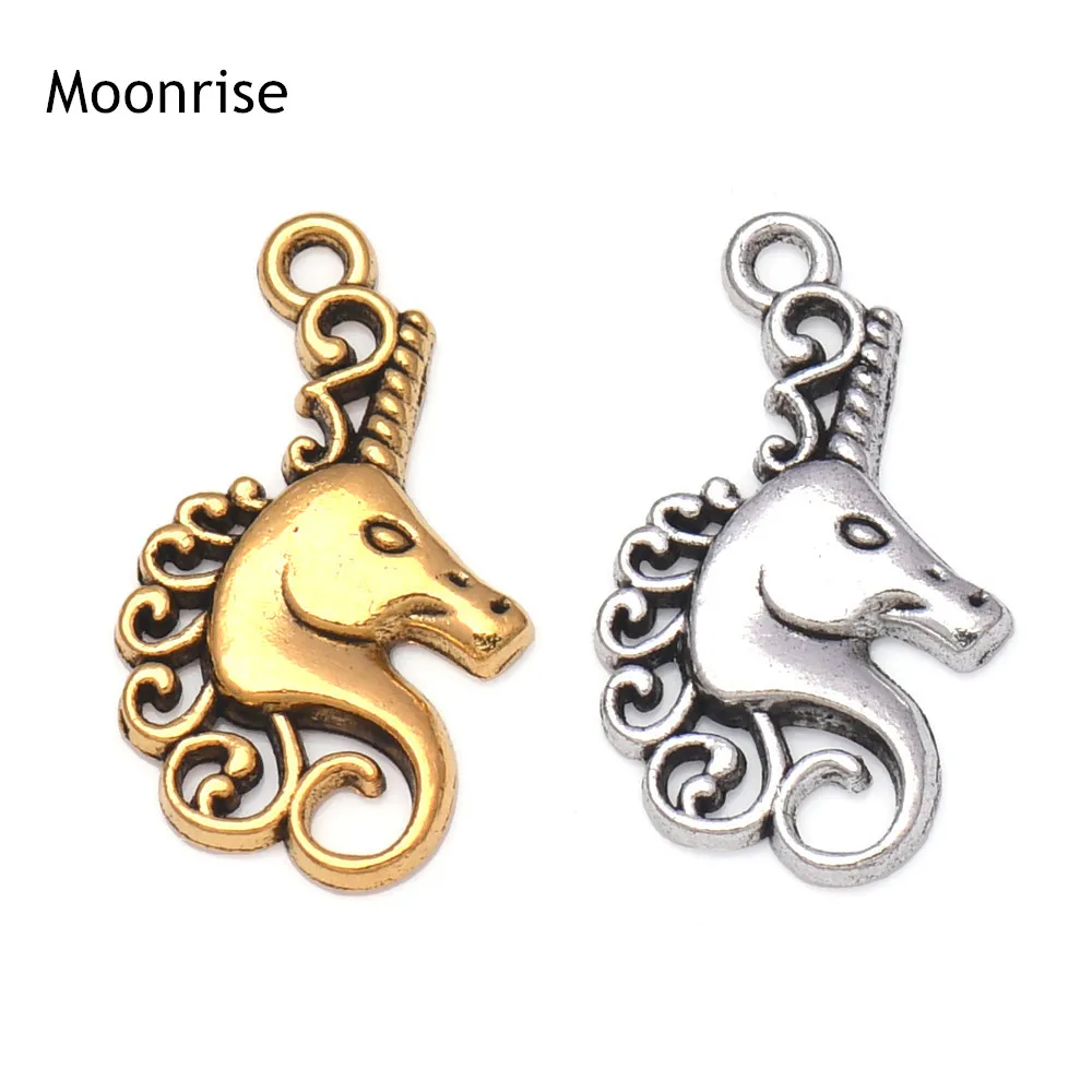 

10Pcs Unicorns Charm,Holy Horse Animal Charm Gold Silver Metal Pendant Bead for DIY Jewelry Making Findings