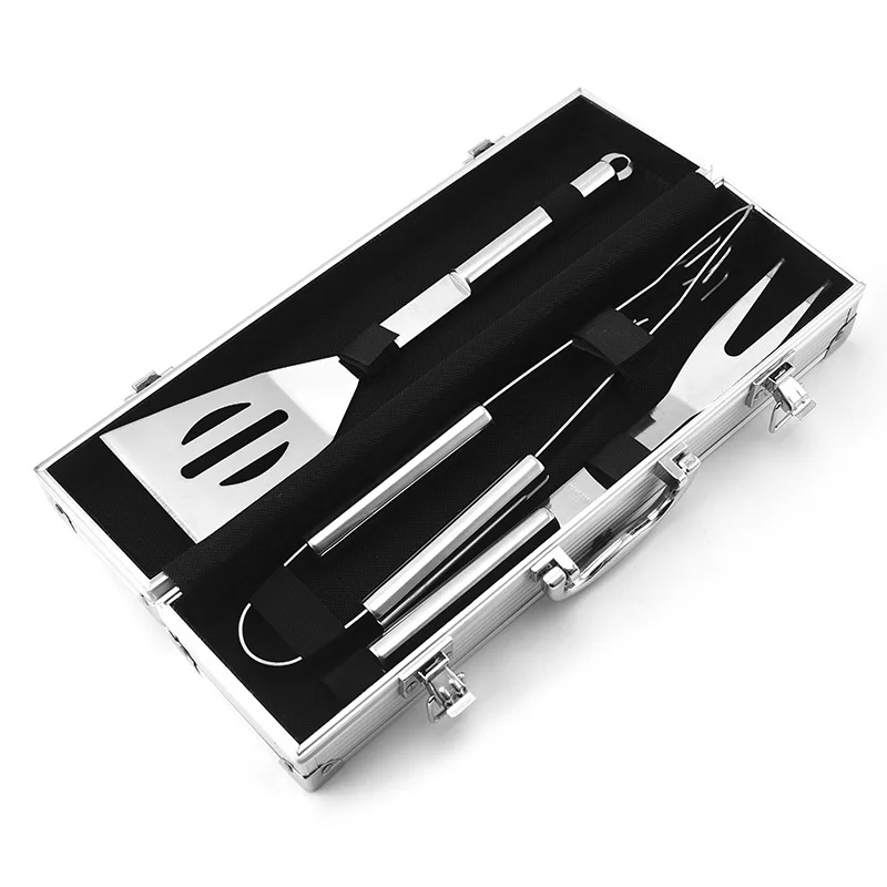 PALONE Grill Accessories Extra Thick Stainless Steel BBQ Utensils 3 Pieces Barbecue Tools with Case - Spatula, Fork, Tong