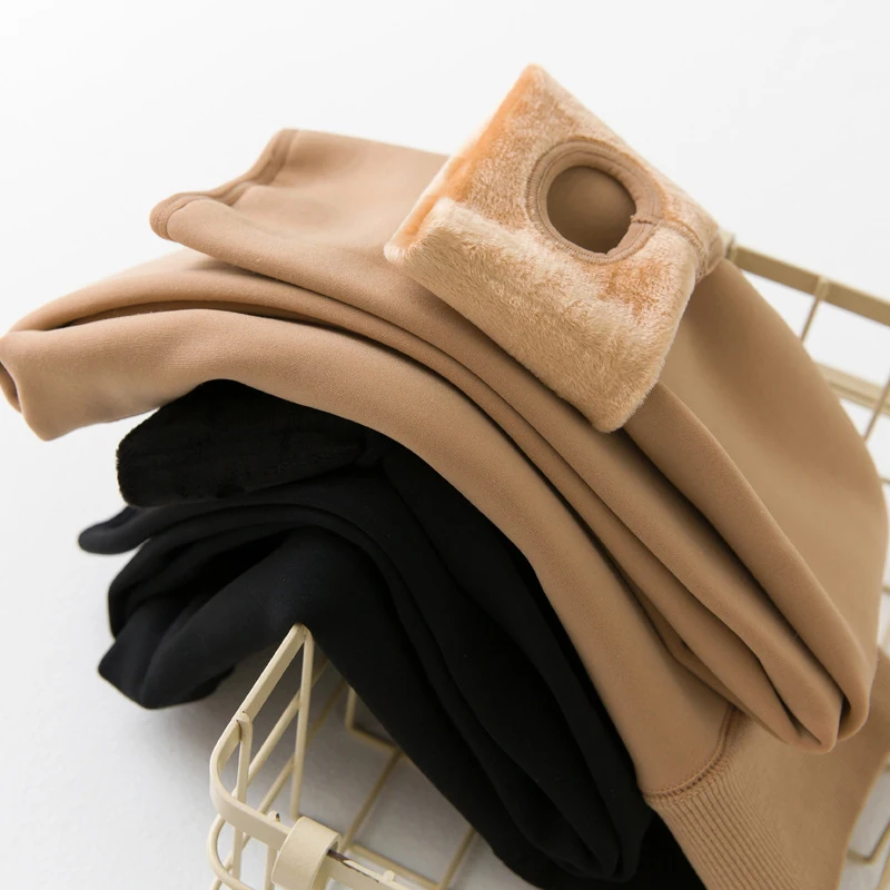 Ноги поддельные полупрозрачные теплые флисовые женские мягкие леггинсы с