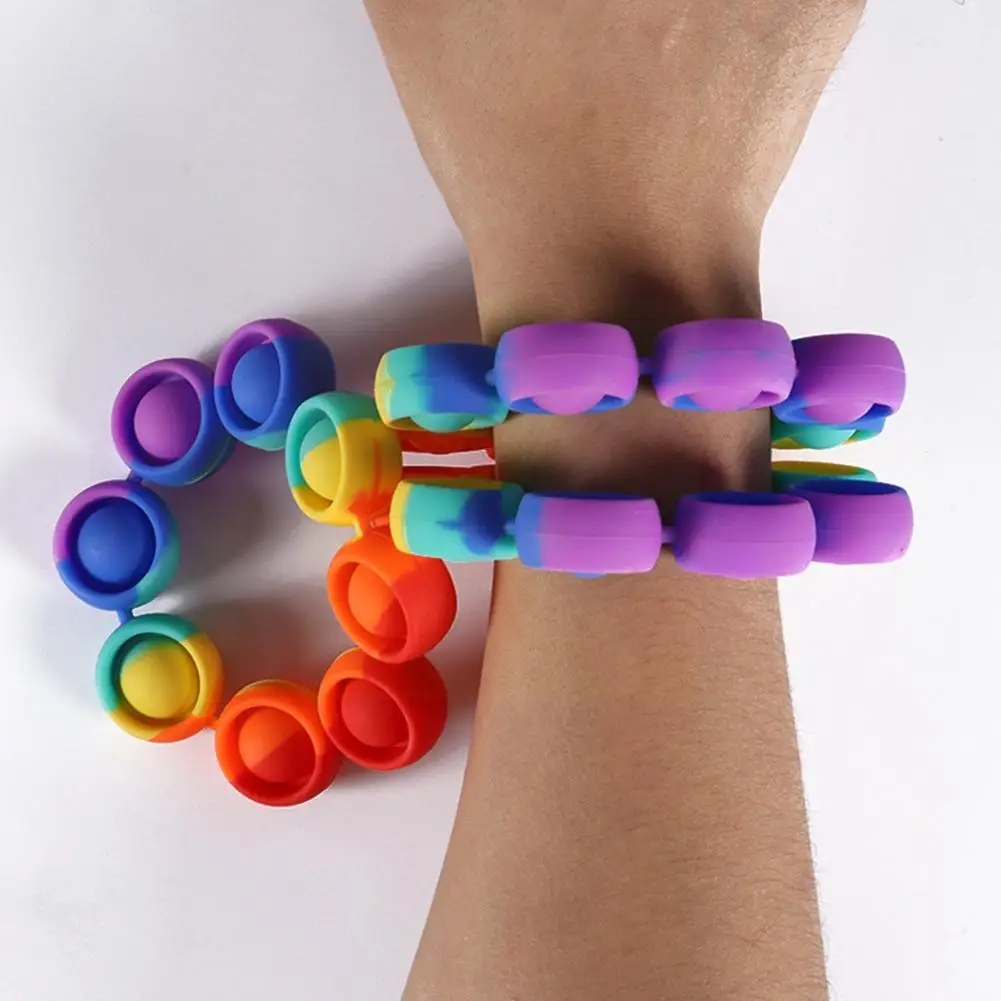 

Fidget Reliver Stress Toys Rainbow Bracelet Push It Children Adult Sensory Bubble Relieve To Autism Toy Antistress Toys M4S8