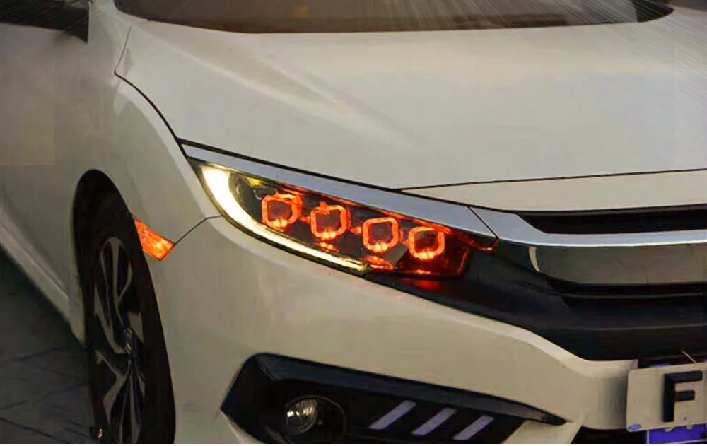 1 пара автомобилей головной светильник s для Honda Civic 10th HID светодиодный головной светильник s с движущимися поворота светильник налобный фонарь светодиодный DRL Передняя лампа
