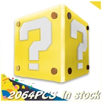 in stock moc game theme 64 question mark building blocks mary assembled particle model ornaments childrens toys christmas gifts