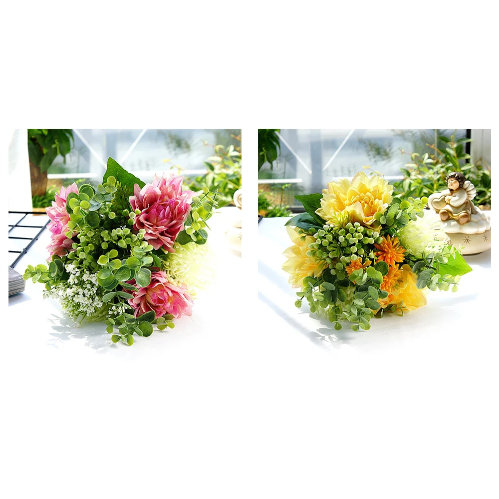 

Artificial Flowers Silk Dahlia Flowers Wedding Bridal Bouquet Rose Artificial Flowers For Garden Party Home Decoration