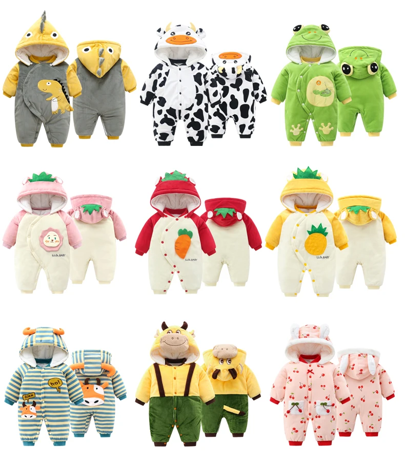 

Baby Warm Clothes Thick Hooded One-piece Romper Winter Newborn Infant Cotton Warmer Clothing Romper Boy Girl 3D Dinosaur Costume