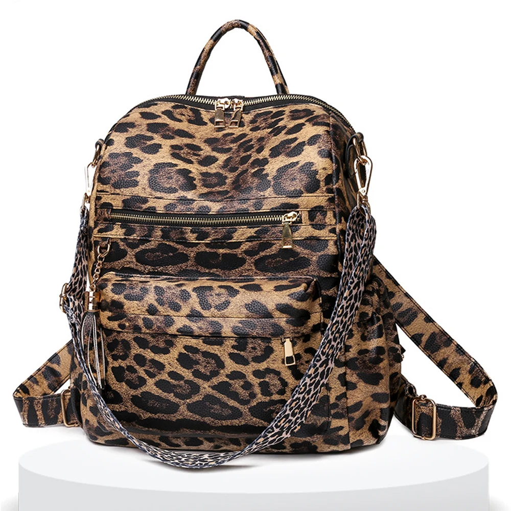 Модный женский рюкзак сумка с леопардовым принтом сумки для девочек подростков