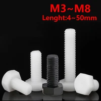 nylon outer hex bolts hex bolts plastic boltswhite black m3 m4 m5 m6 m8 isolation bolts pa66 gb5783din933 insulation
