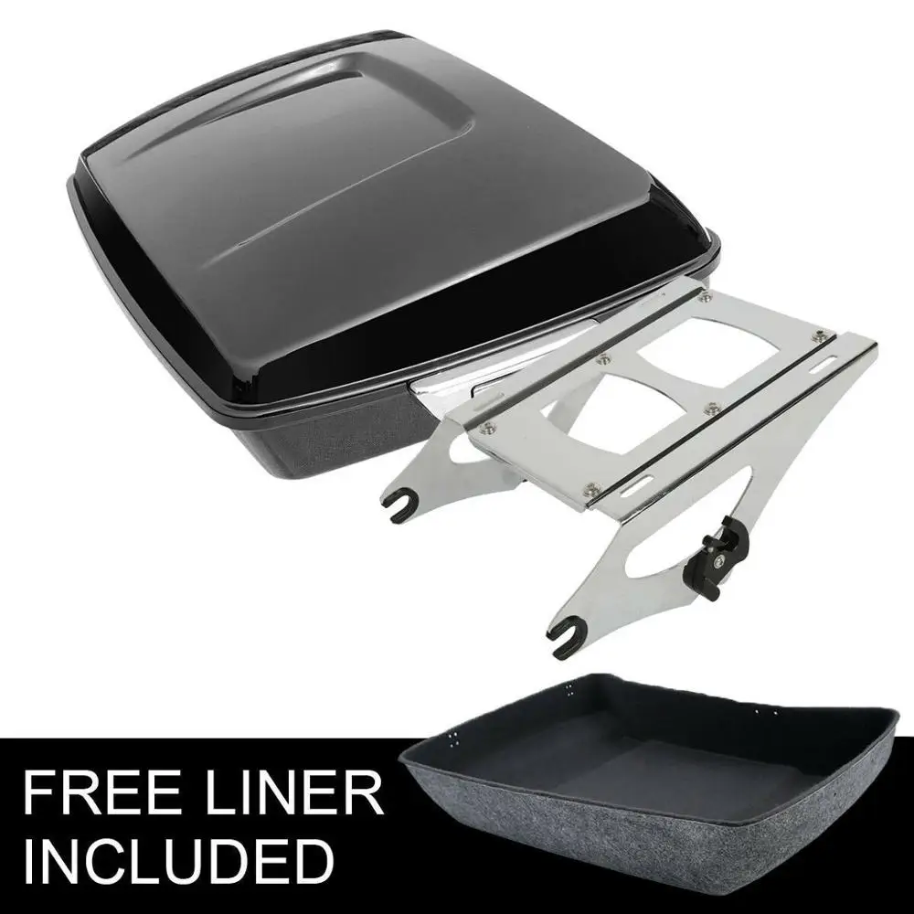 Мотоциклетный багажник Black King Pack + стойка для крепления Harley Tour Pak Road Glide Street Electra