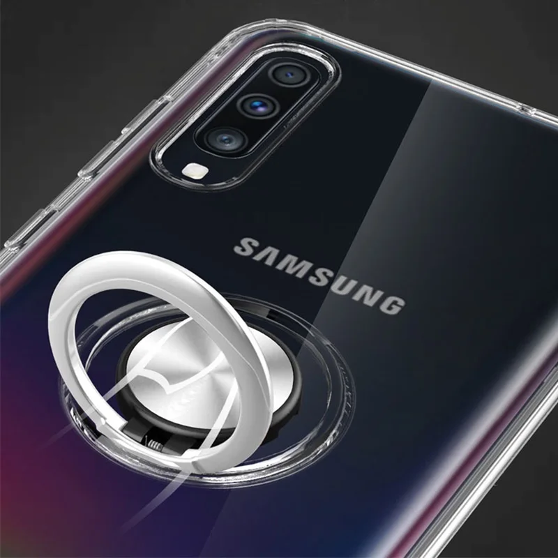 Прозрачные телефонные чехлы для samsung A50 чехол Мягкая Силиконовая защита из ТПУ кольцо магнетизм оболочка для samsung a50 A 50 Coque