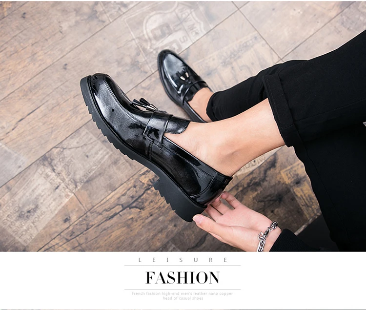 Thick Bottom Mens Dress Shoes Men Bring Brand Wedding Shoes Luxury Italian Casual Office Formal Loafers Boats Leather Shoes Men