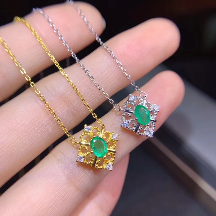 Ожерелье из натурального зеленого изумруда для женщин стильное колье