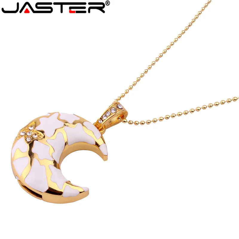 USB флеш накопитель JASTER в форме Луны с кристаллами 8/16/32/64 ГБ|necklace pendrive|pendrive 8gbflash disk |