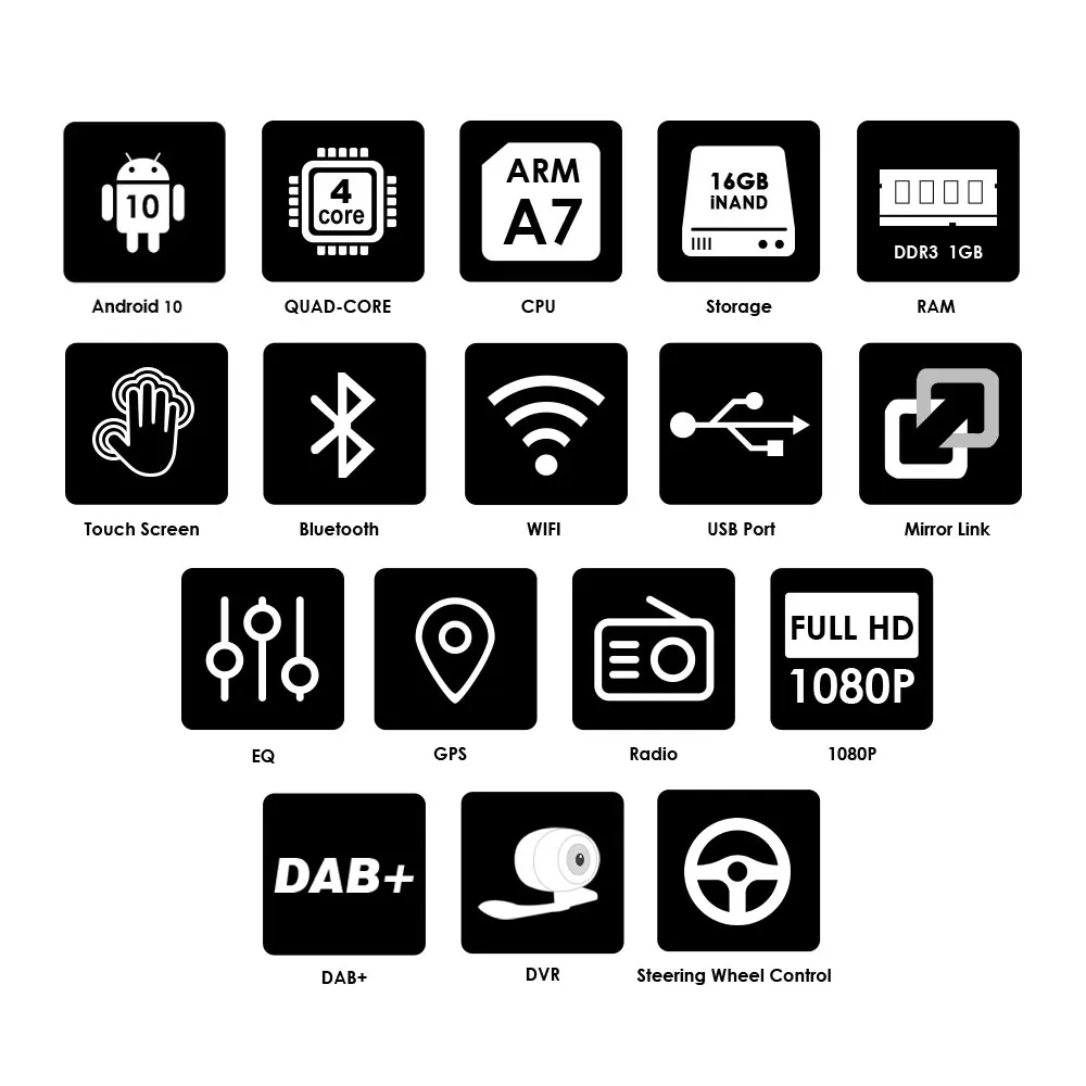 Универсальная автомагнитола мультимедийный плеер на Android 10 с 7 &quotэкраном GPS для