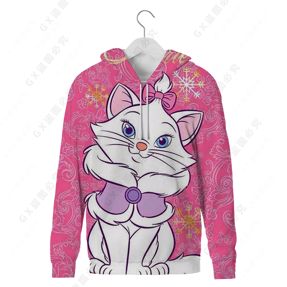 

Женский теплый пуловер Kawaii, Повседневный пуловер розового цвета с мультипликационным 3d-рисунком кота из мультфильма «Ретро», 2021