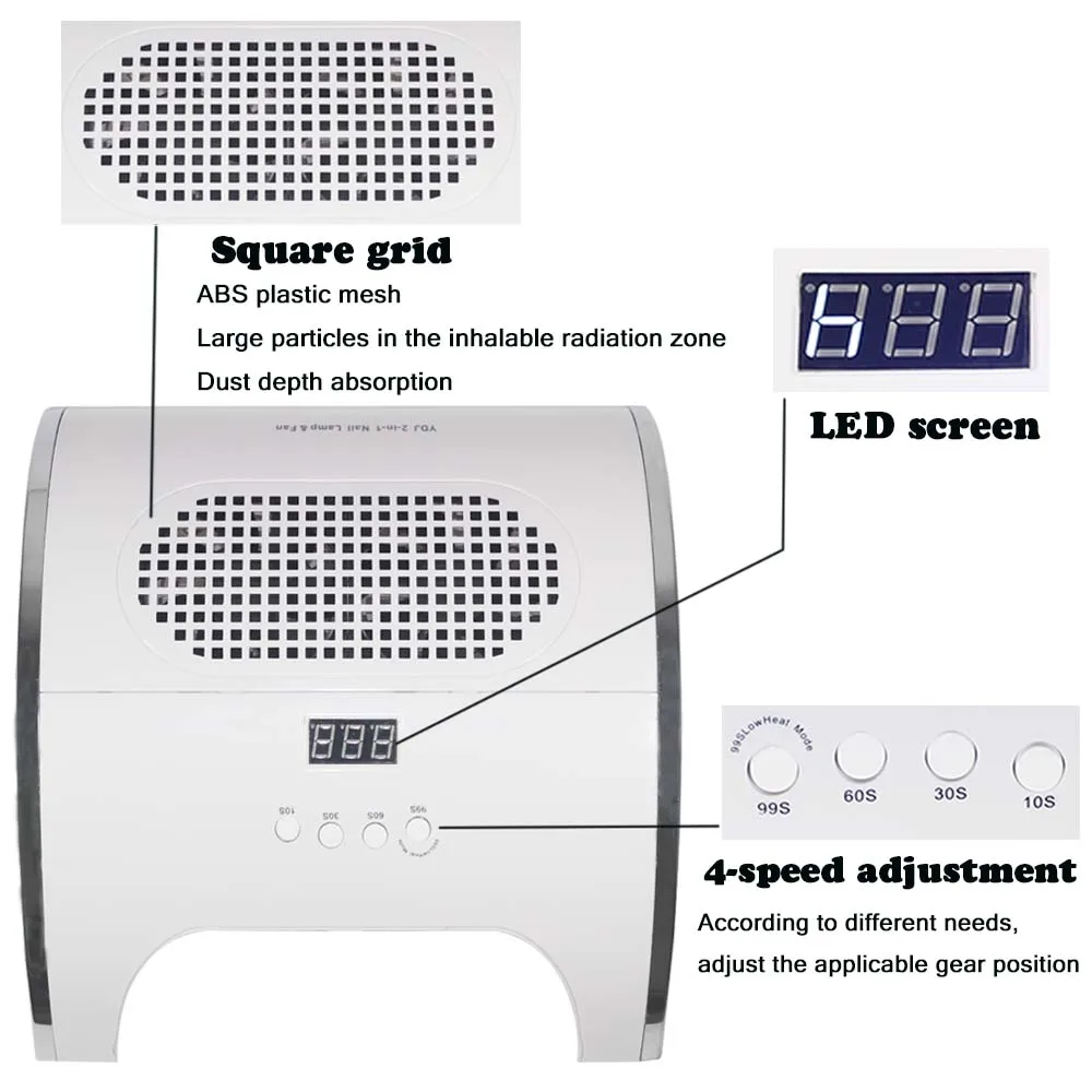 2 в 1 сборщик Сора с & 80 Вт лампа для маникюра со два мощных вентилятора 36