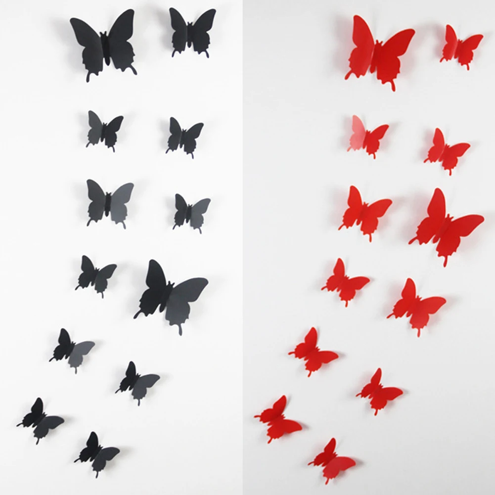 

12pcs 3D Wall Stickers Creative Design Art Decal Home Room Decor Fashion Removable Door Stickers DIY Butterfly Wall Poster