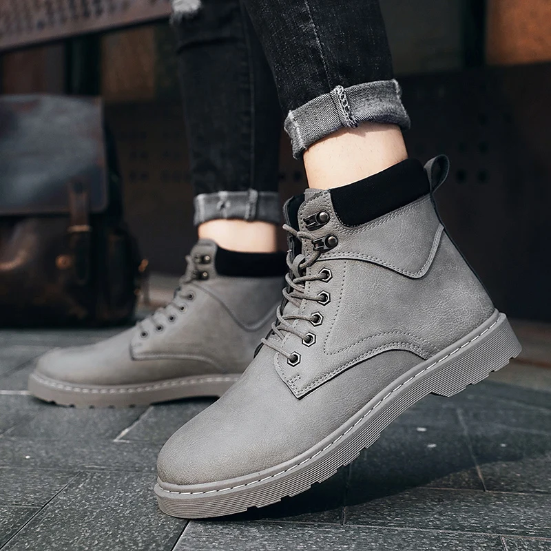 

Spring Autumn Fashion Casual Ankle Boots Men Shoes High Quality PU Adult Rubber Snow Boots Mens Work Footwear Sneakers