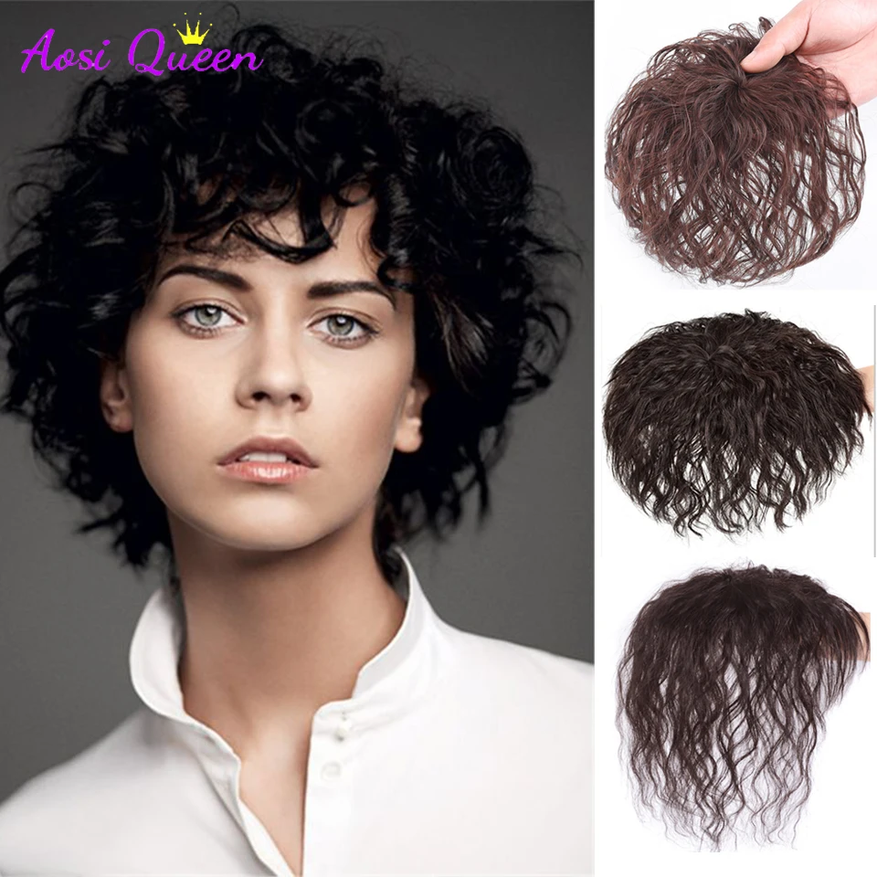 

AS Topper Closure Hairpieces with Bangs Clip on the Top of Head Hair Extension to Cover the White Hair Hairpiece