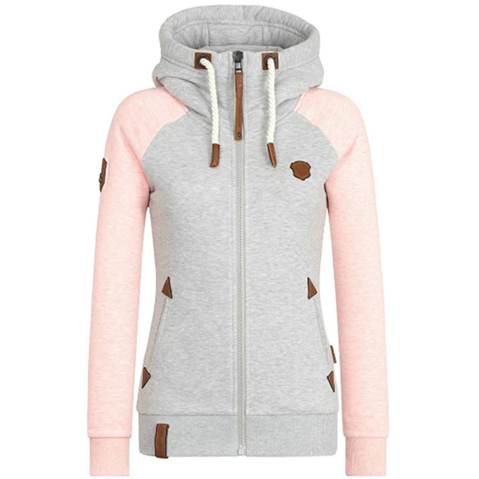 

Women Hoodie Sweatshirt 2021 Raglan Sleeve Zip Up Jacket Female Fashion Streetwear With Pocket Oversized Women Clothing