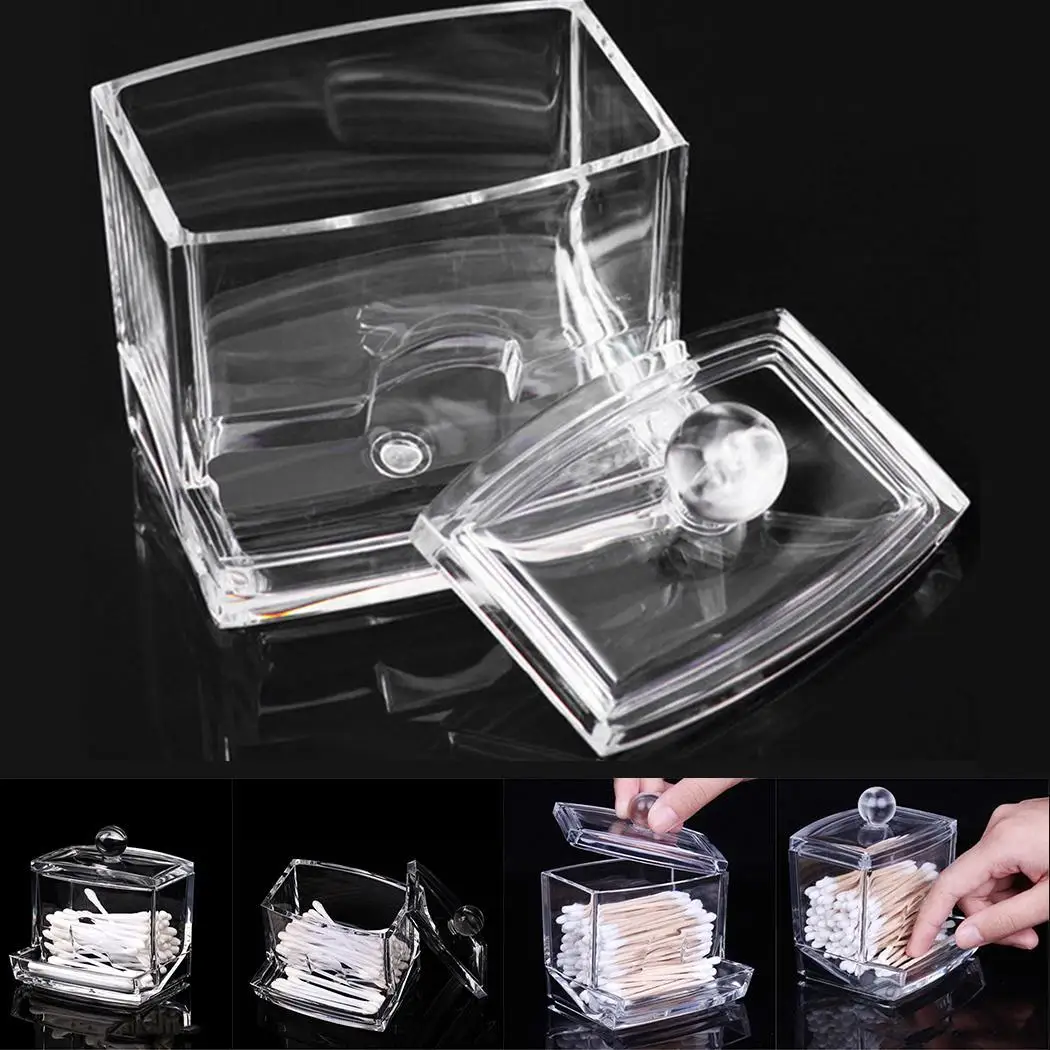 Прозрачный акриловый контейнер для хранения косметики ватные палочки