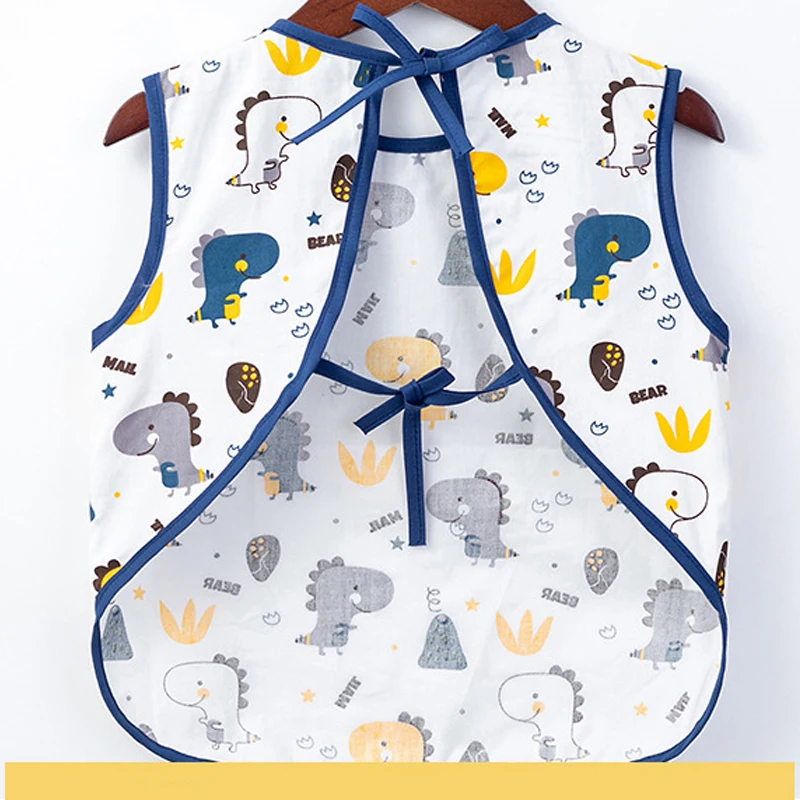 Warmom-ropa de comedor sin mangas para beb&eacute;, babero impermeable de tafet&aacute;n de poli&eacute;ster, sin mangas-5