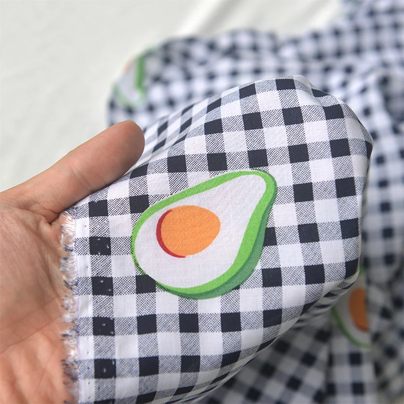 Хлопковая ткань в клетку авокадо ананас цветок кластер платье пижама жилет штаны