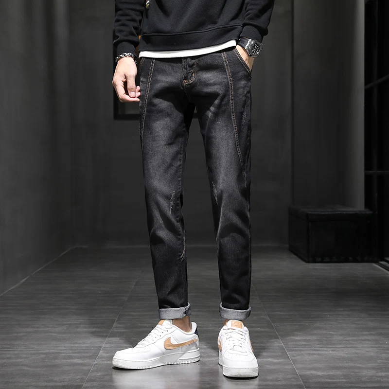 2022 New Spring Autumn Casual Men's Cotton Cargo Jeans Streetwear Harajuku Stretch Denim Pants Joggers Hip Hop Slim Fit Trousers