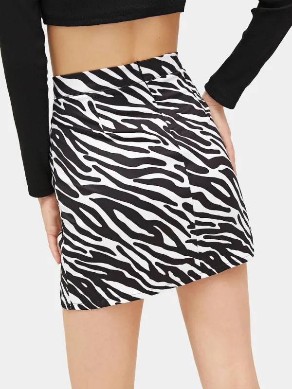 

2020 Women Skirt High Waist Leopard Zebra Print Party Clubwear Casual Short Cocktail Clothing Elegant Straight Soft Skirt