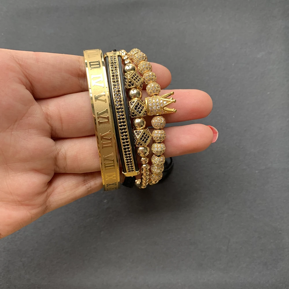 Модный роскошный браслет в римском стиле новинка 2019 мужской золотой Плетеный