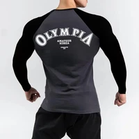 2021 gyms fitness skinny men casual cotton long sleeves t shirt male bodybuilding workout tees running sports top clothes