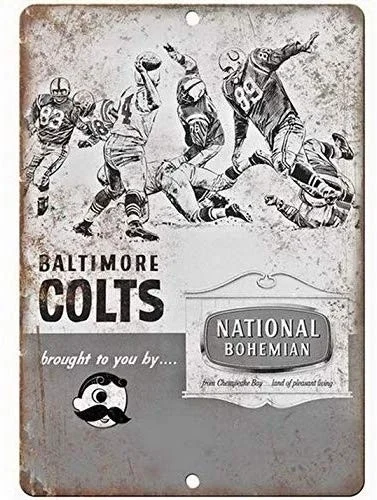 

Fun retro The SignAnbiz National Bohemian Beer Baltimore Colts Ad Retro Metal Tin Signs Beer 20X30 Inches