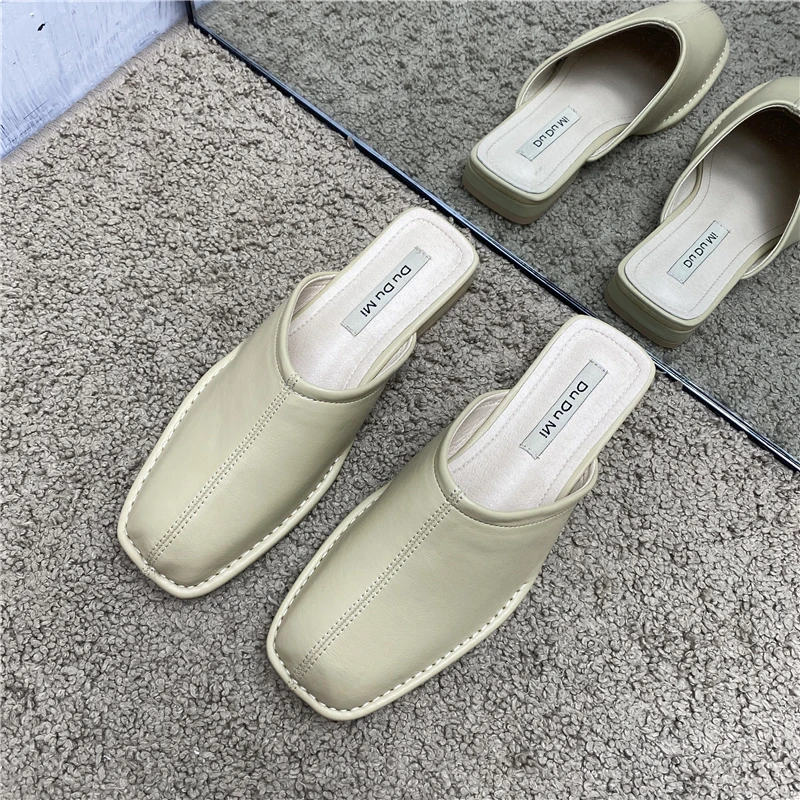 

Elegant Retro Handmade Slippers 2021 New Muller Women Loafers Casual Comfort Slip On Fashion Female Outdoor Slides Soft Leather